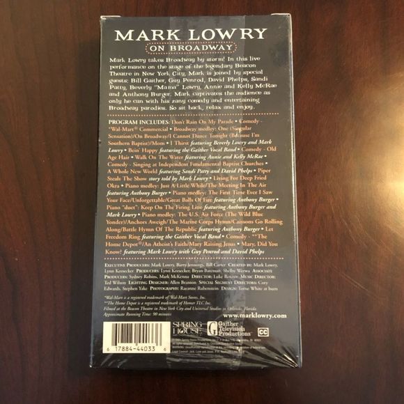 Mark Lowry on Broadway‎ VHS Broadway/Gospel, NWT, Sealed, 2001 - Picture 3 of 3